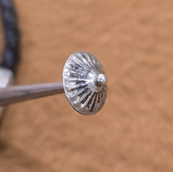 Navajo Sterling Silver Handmade Turquoise Concho Style Bolo Tie "RTL" - Picture 8 of 16